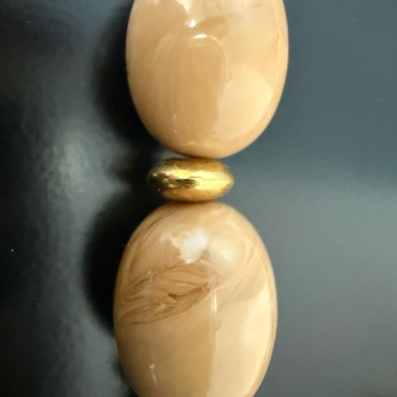 VTG Napier French Beige Gold Beaded necklace signed 24\